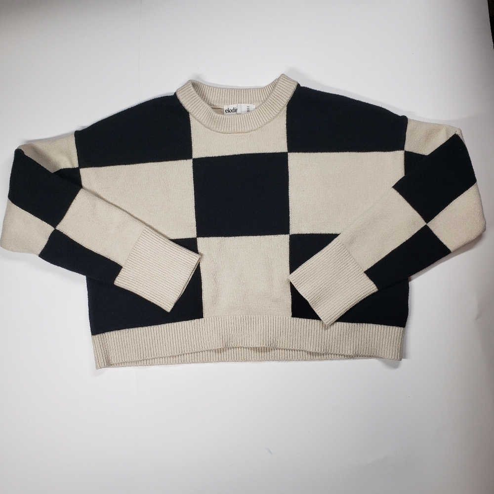 Elodie Checker Print Crop Sweater size large